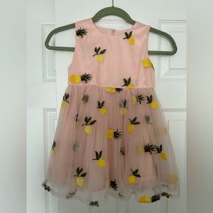 Toddler dress lemon and pineapple fruit pattern